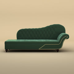 Avon Chaise Lounger Sofa (Velvet,  Green)