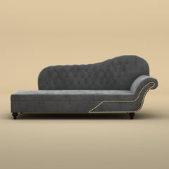 Avon Chaise Lounger Sofa (Velvet, Charcoal Gray)