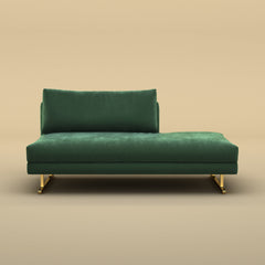 Fior Chaise Lounge Sofa (Velvet, Forest Green)