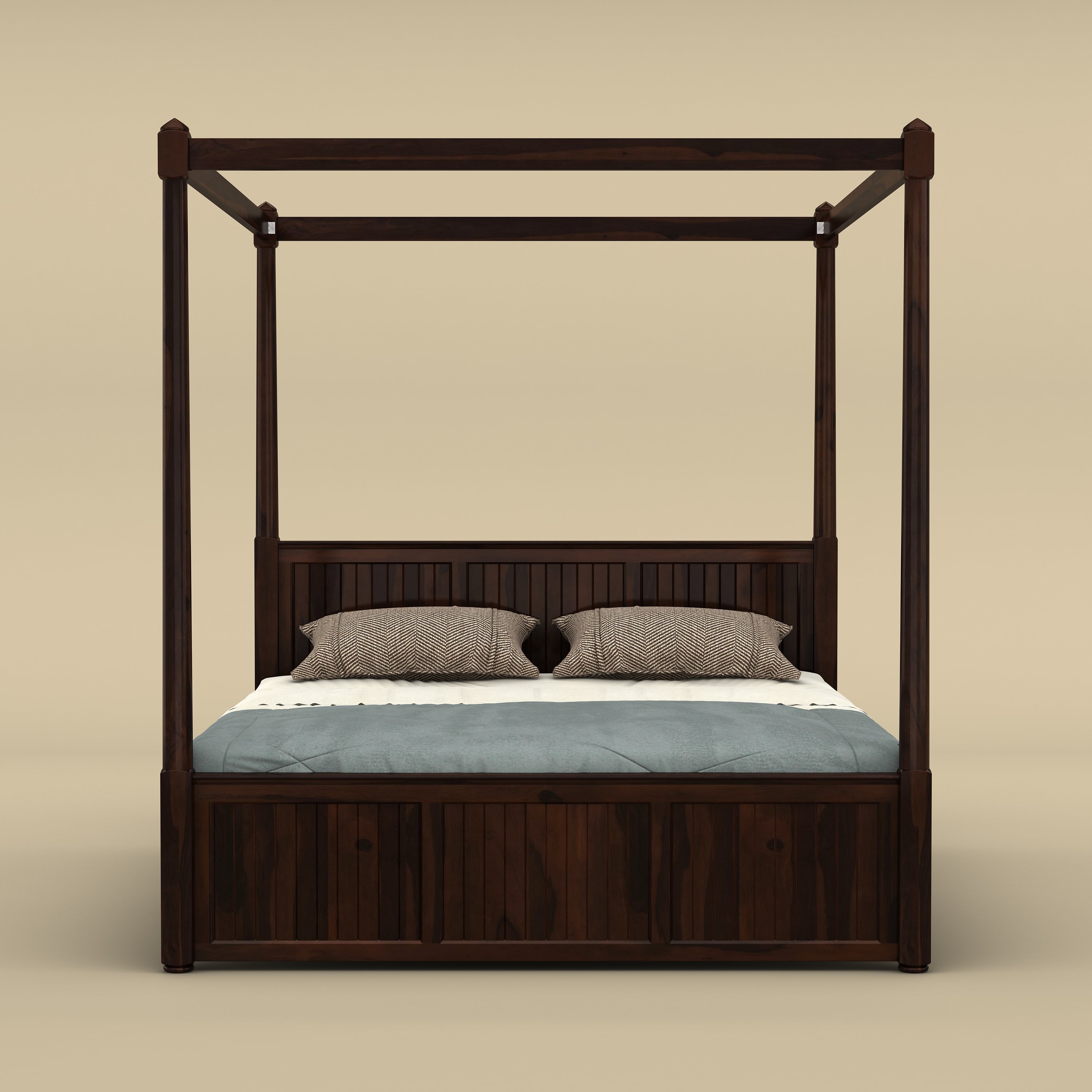 Andaman Narcodam Canopy Bed (Queen Size, Walnut Finish)