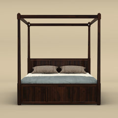 Andaman Narcodam Canopy Bed (Queen Size, Walnut Finish)