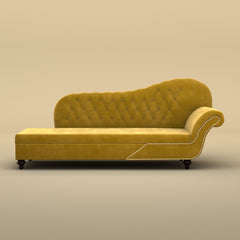 Avon Chaise Lounger Sofa (Velvet, Yellow)