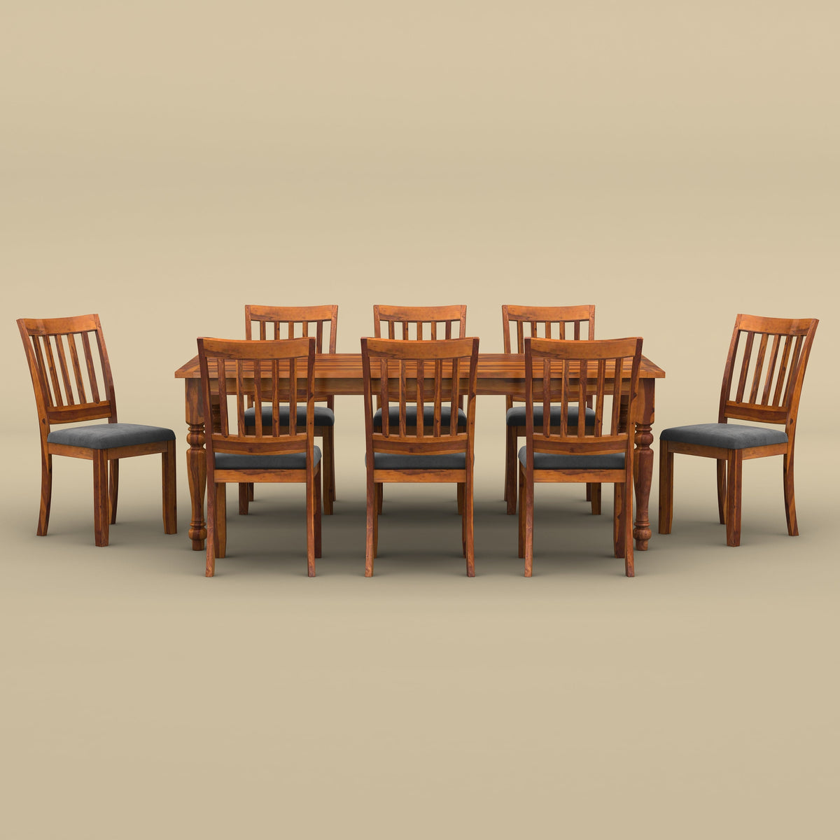 Isaac 8 Seater Dining Table Set (Honey Finish)