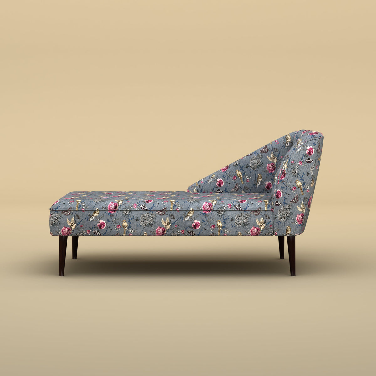 Skye Velvet Chaise Sofa (Cotton, Floral Printed)