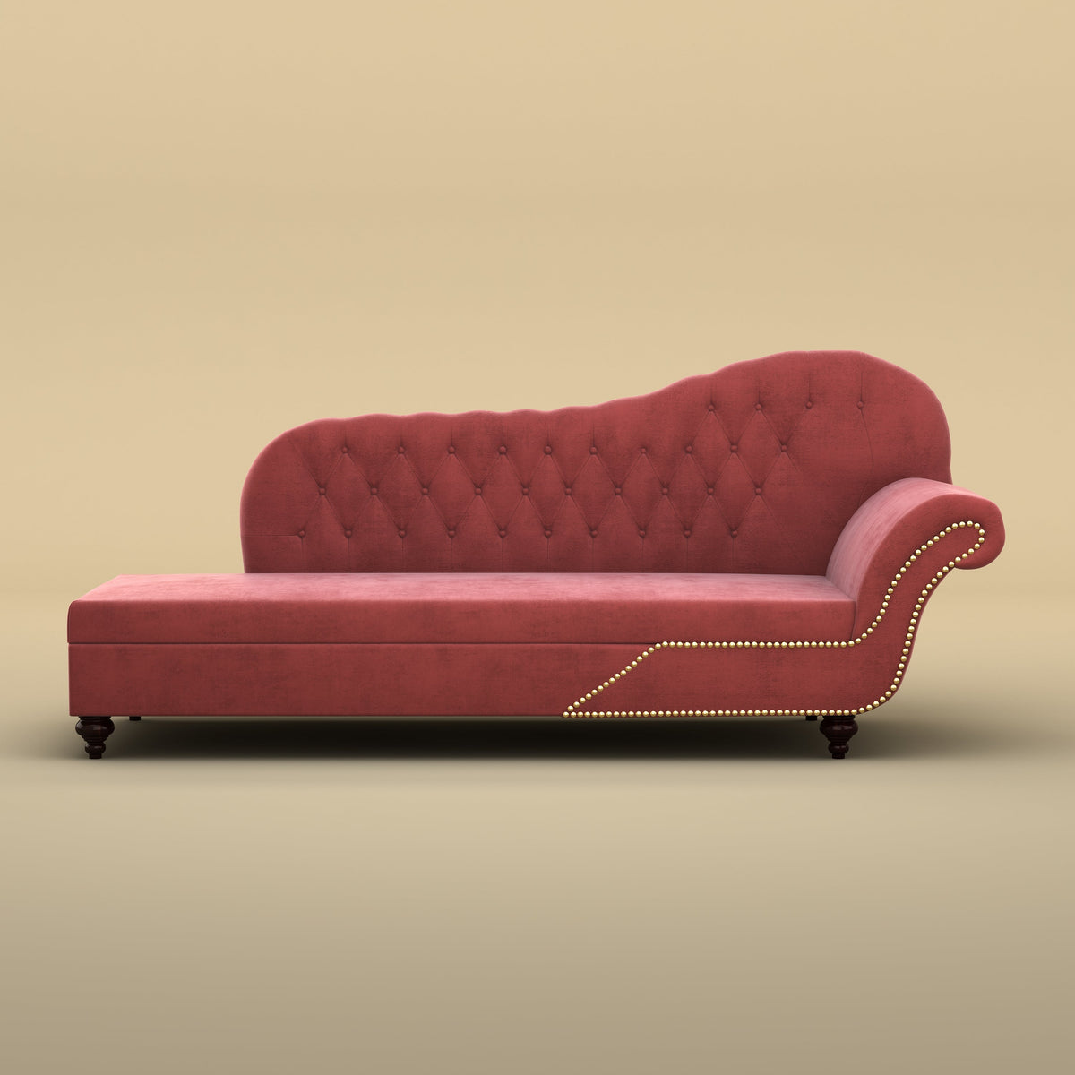 Avon Chaise Lounger Sofa (Velvet, Pink)