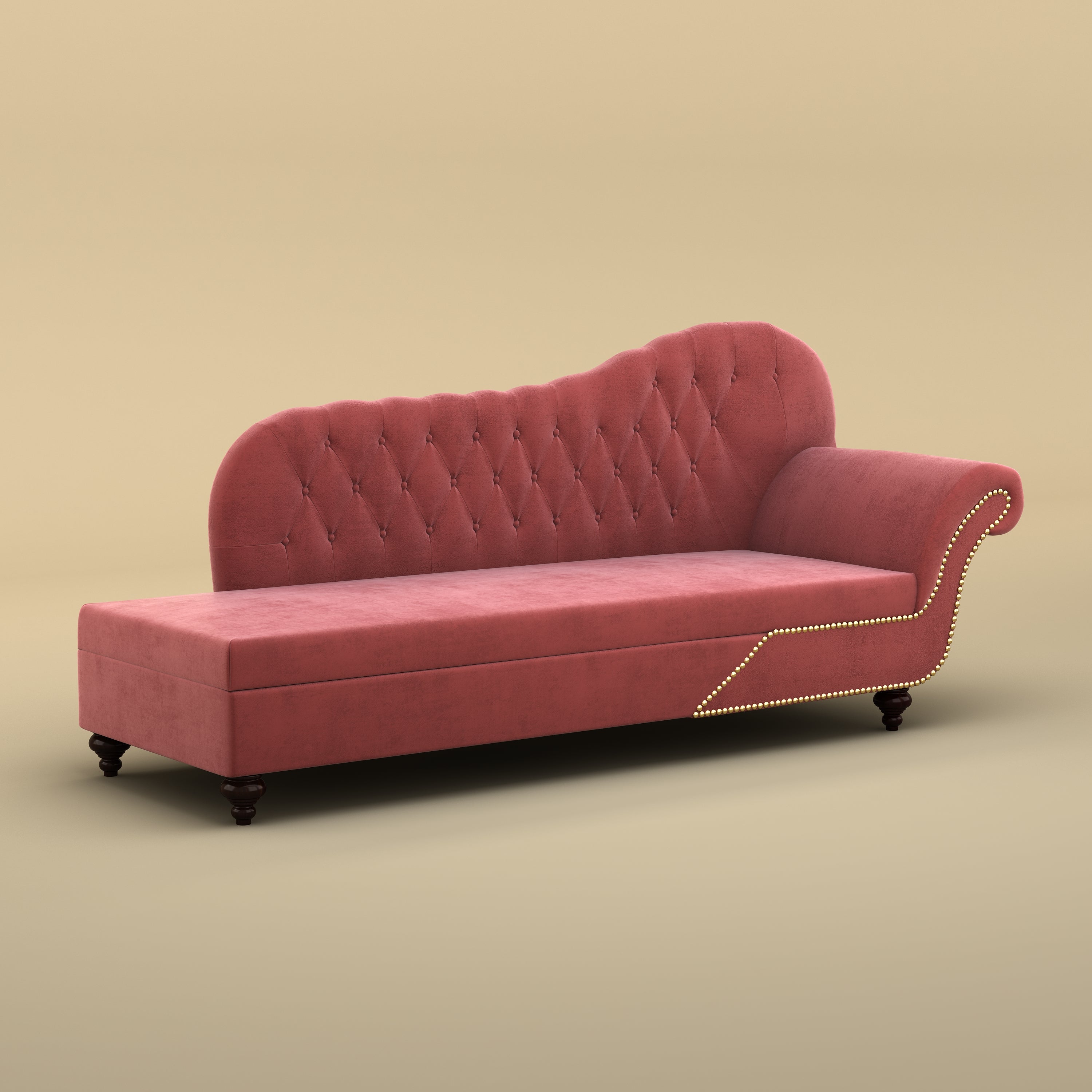 Avon Chaise Lounger Sofa (Velvet, Pink)