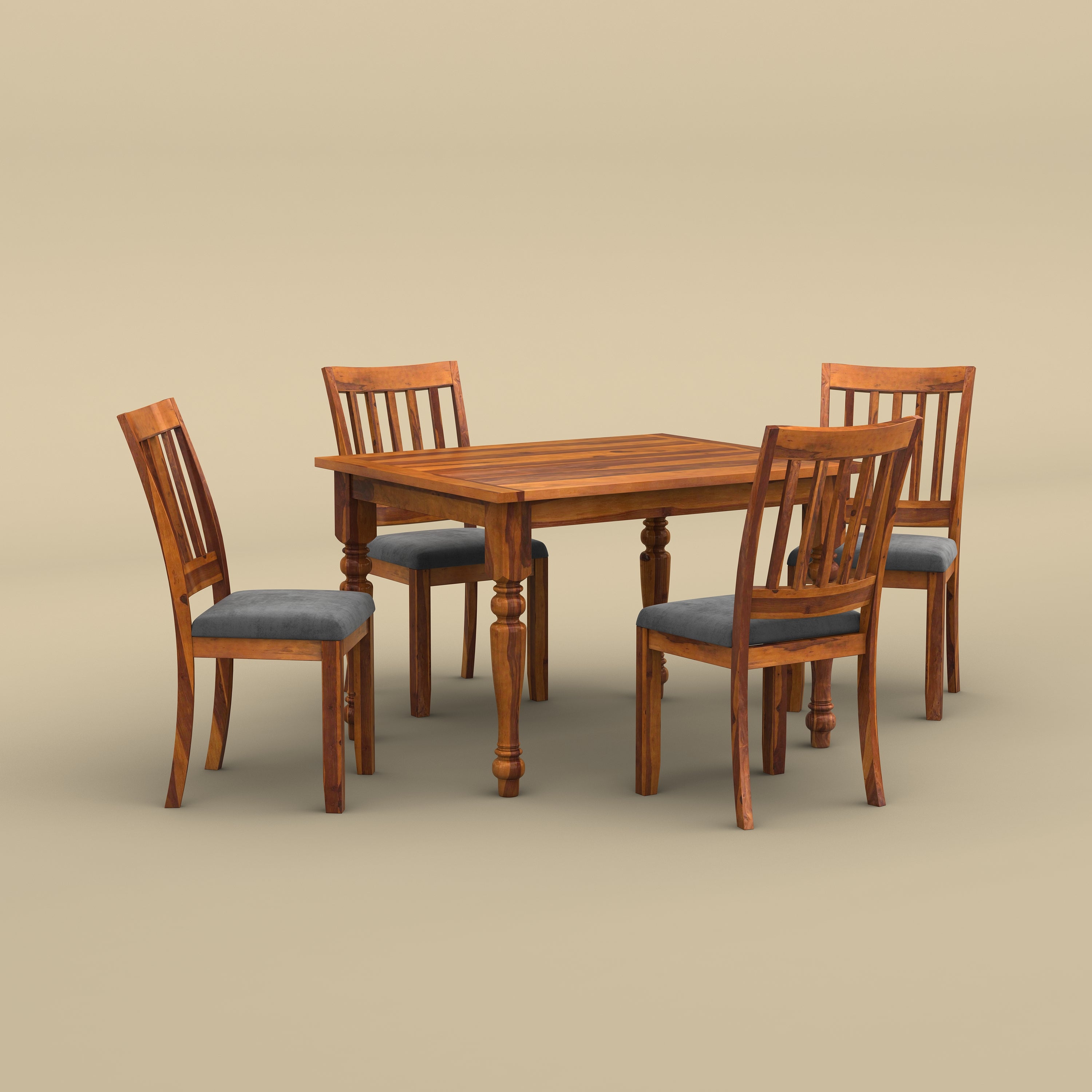 Sunburst Rectangular Dining Table Set (Honey Finish)