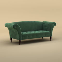 Italian Stylish Chaise Lounger Sofa (Velvet, Forest Green)