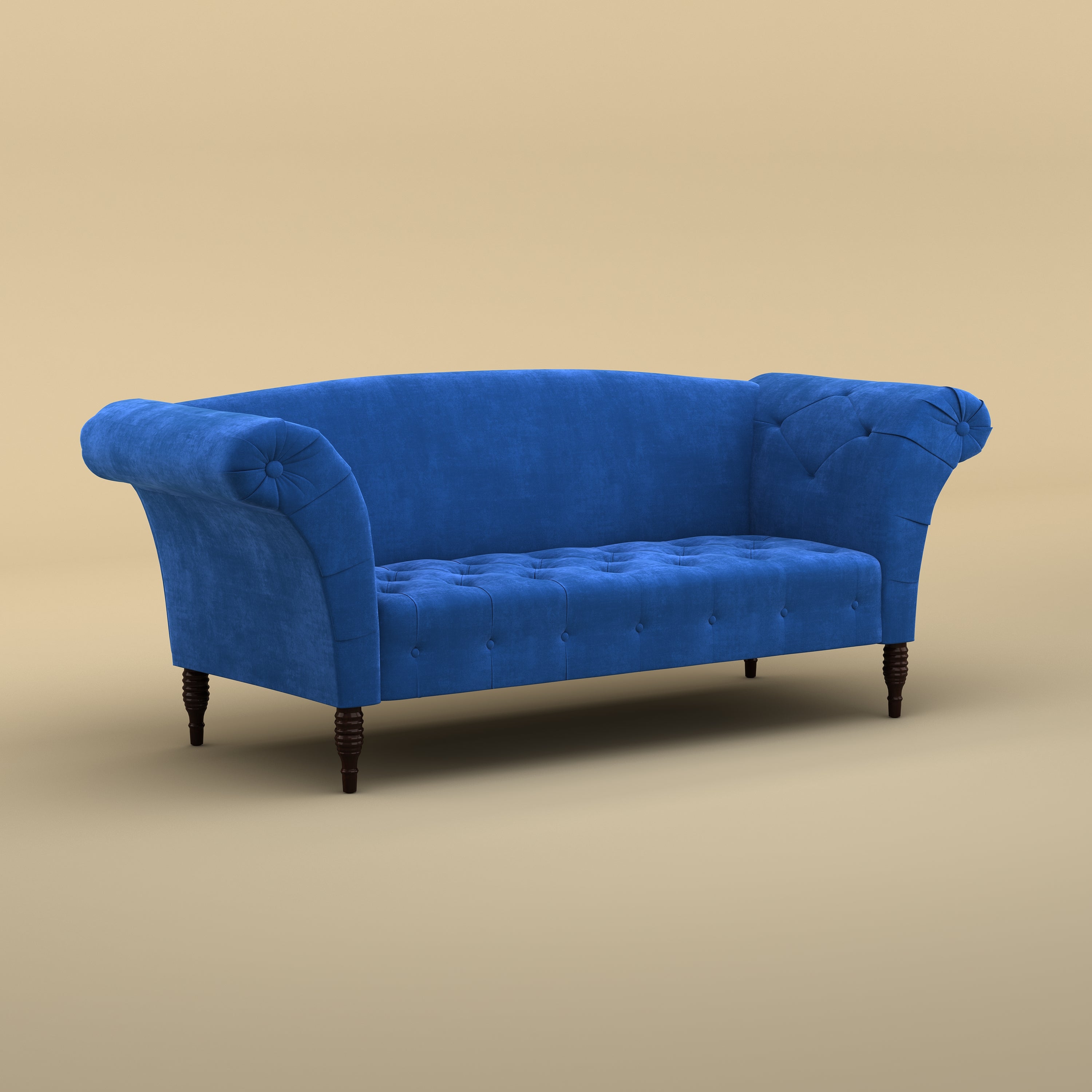 Italian Stylish Chaise Lounger Sofa (Velvet, Royal Blue)