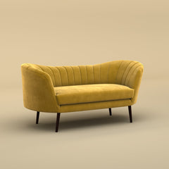 Alfie Chaise Sofa  (Velvet, Mustard Yellow)