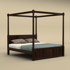 Andaman Narcodam Canopy Bed (Queen Size, Walnut Finish)