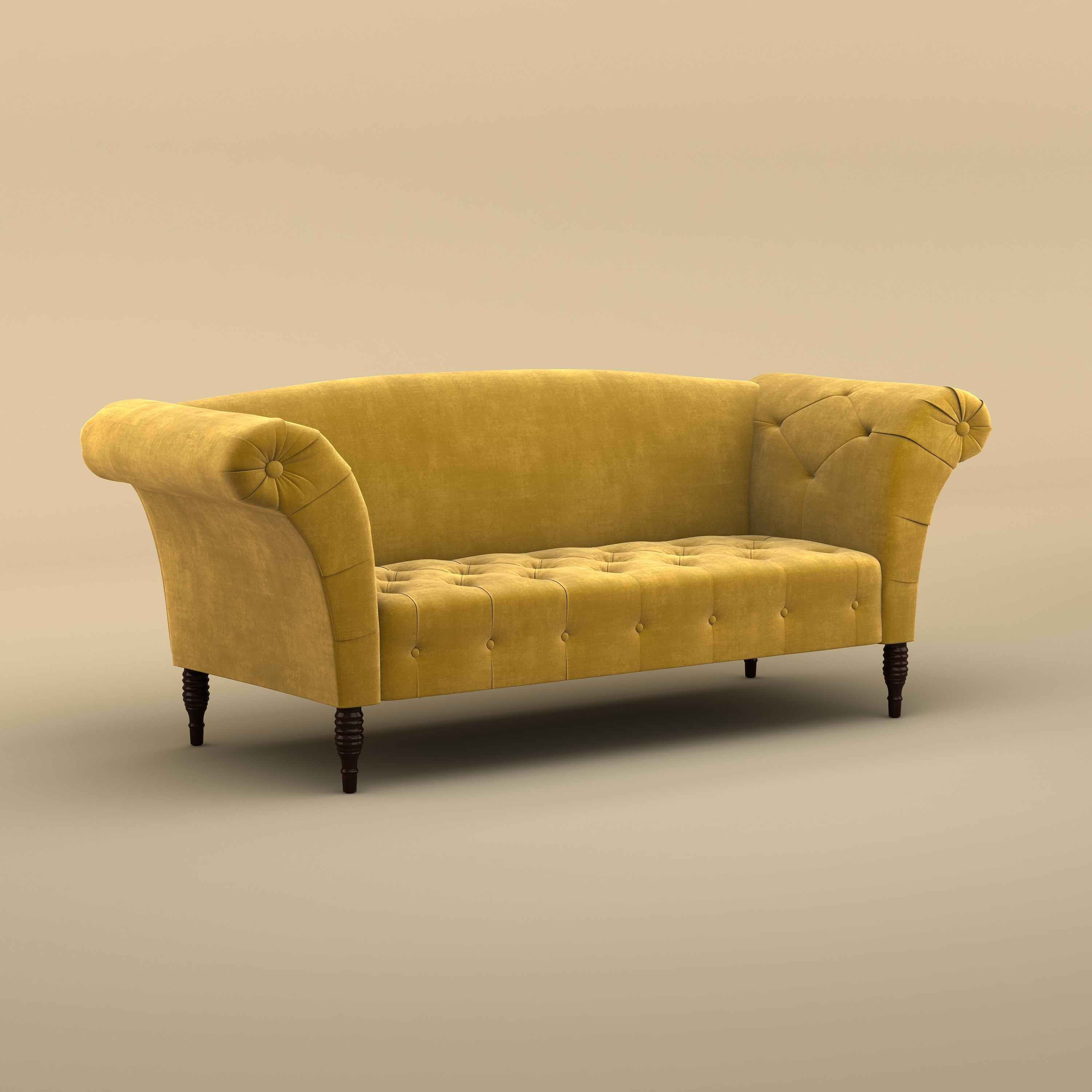 Italian Stylish Chaise Lounger Sofa (Velvet, Mustard Yellow)