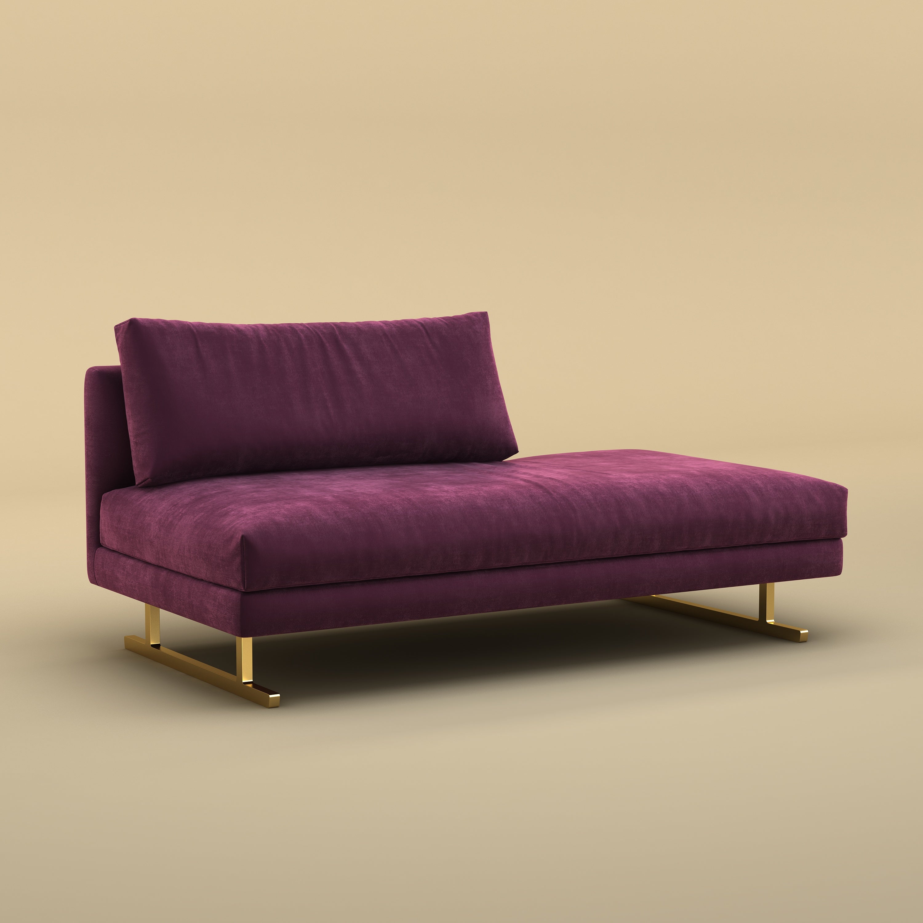 Fior Chaise Lounge Sofa (Velvet, Purple)