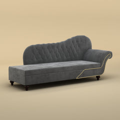 Avon Chaise Lounger Sofa (Velvet, Charcoal Gray)