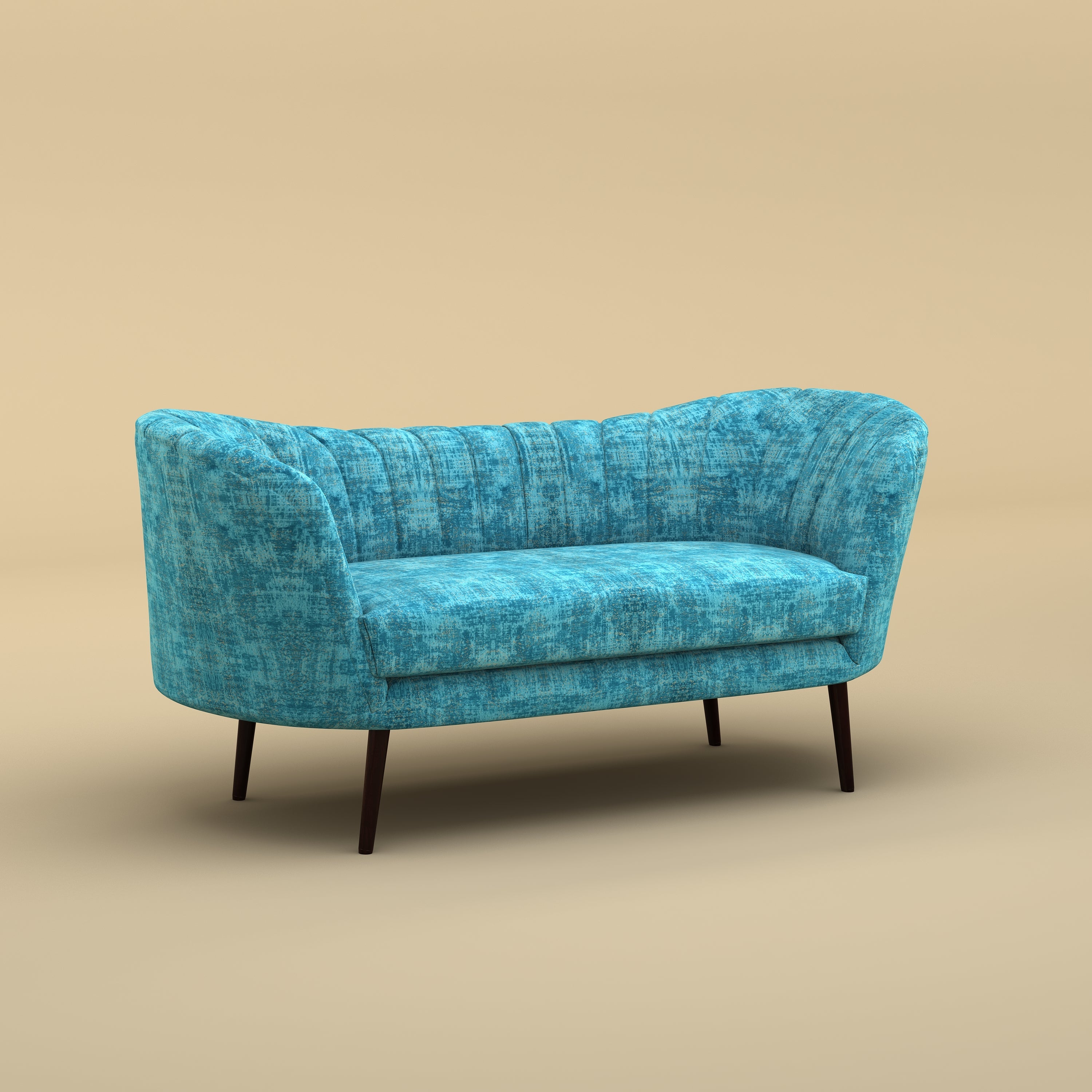 Alfie Chaise Sofa  (Velvet, Blue)