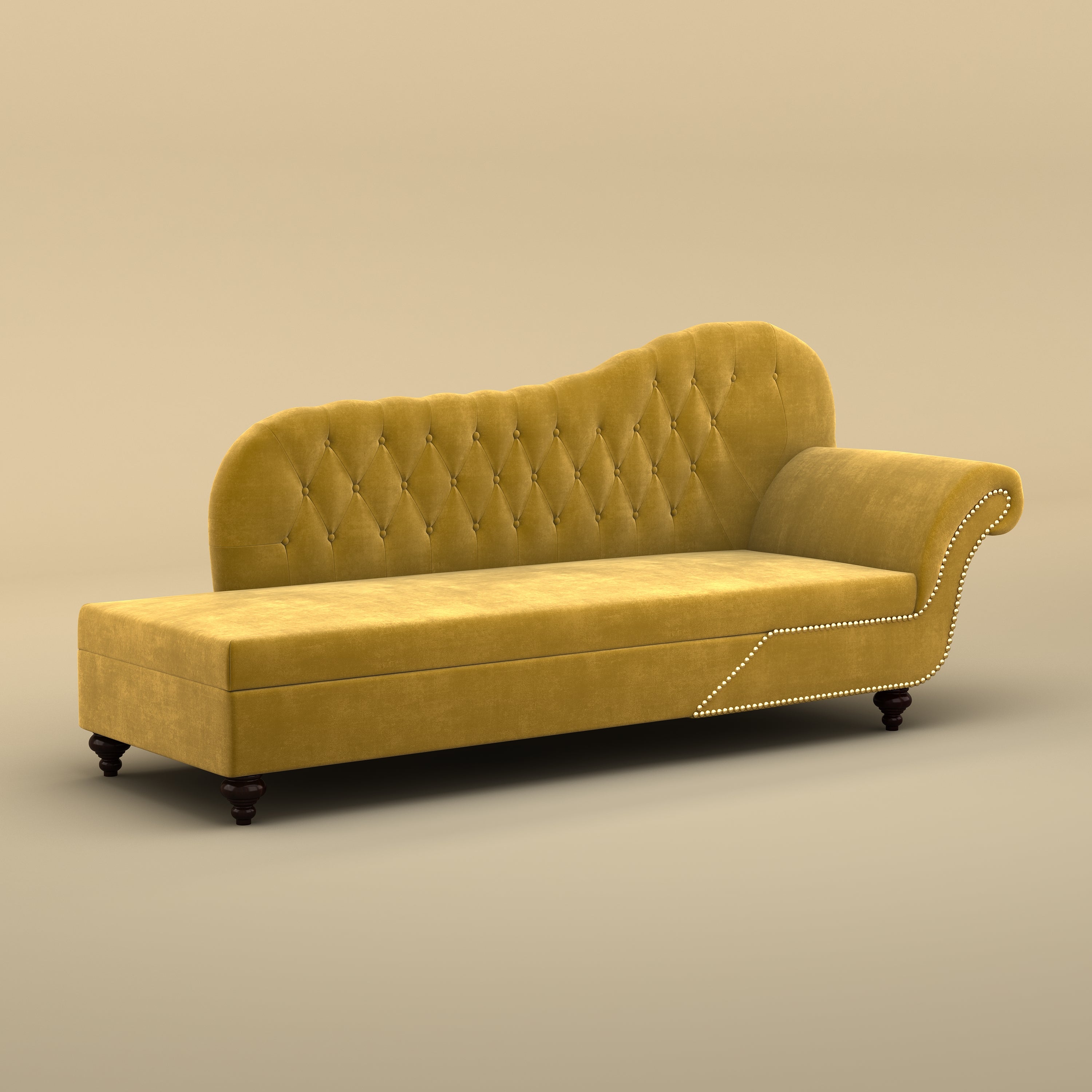 Avon Chaise Lounger Sofa (Velvet, Yellow)