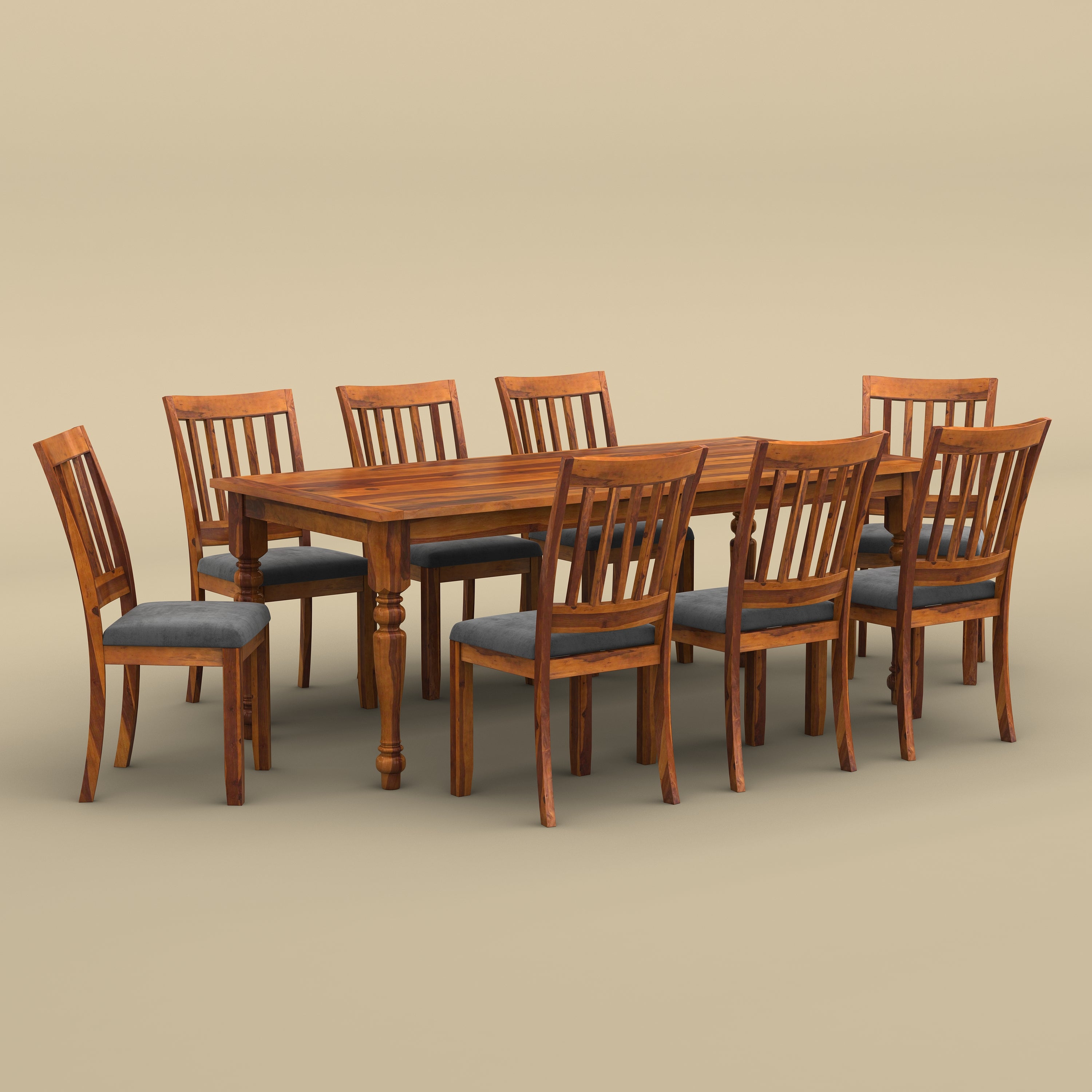 Isaac 8 Seater Dining Table Set (Honey Finish)