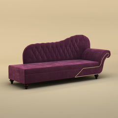 Avon Chaise Lounger Sofa (Velvet, Dark Purple)