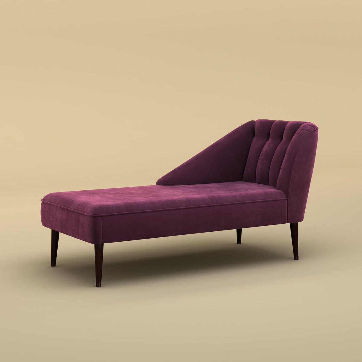 Skye Velvet Chaise Sofa (Velvet, Dark Purple)