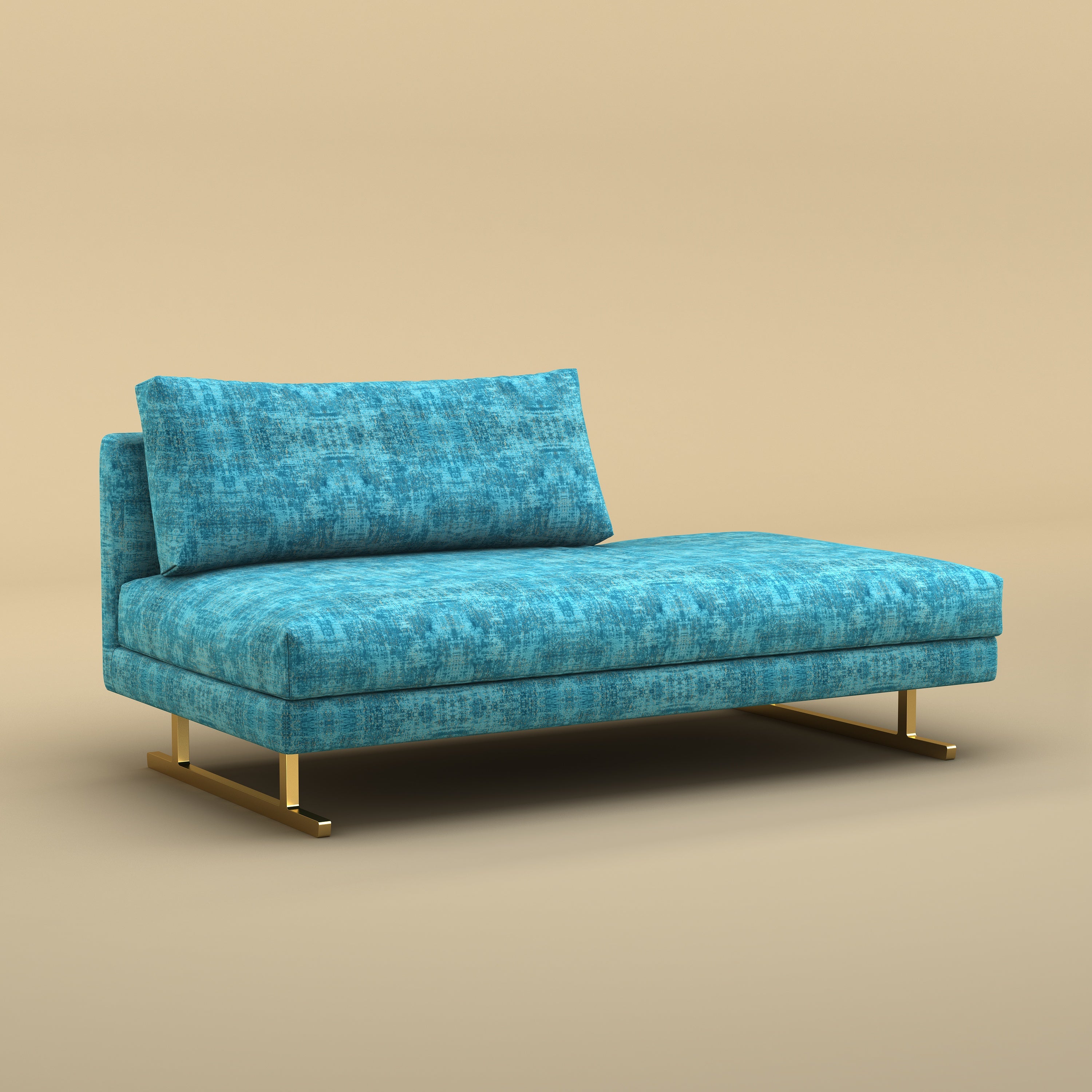 Fior Chaise Lounge Sofa (Cotton, Teal Blue)