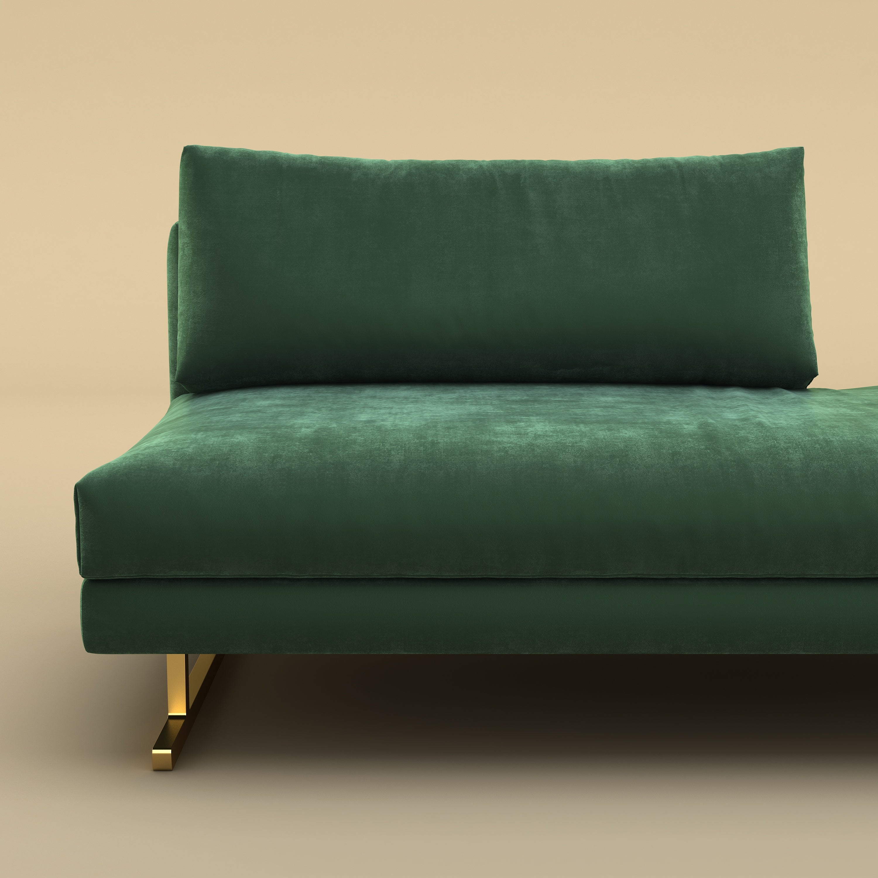 Fior Chaise Lounge Sofa (Velvet, Forest Green)