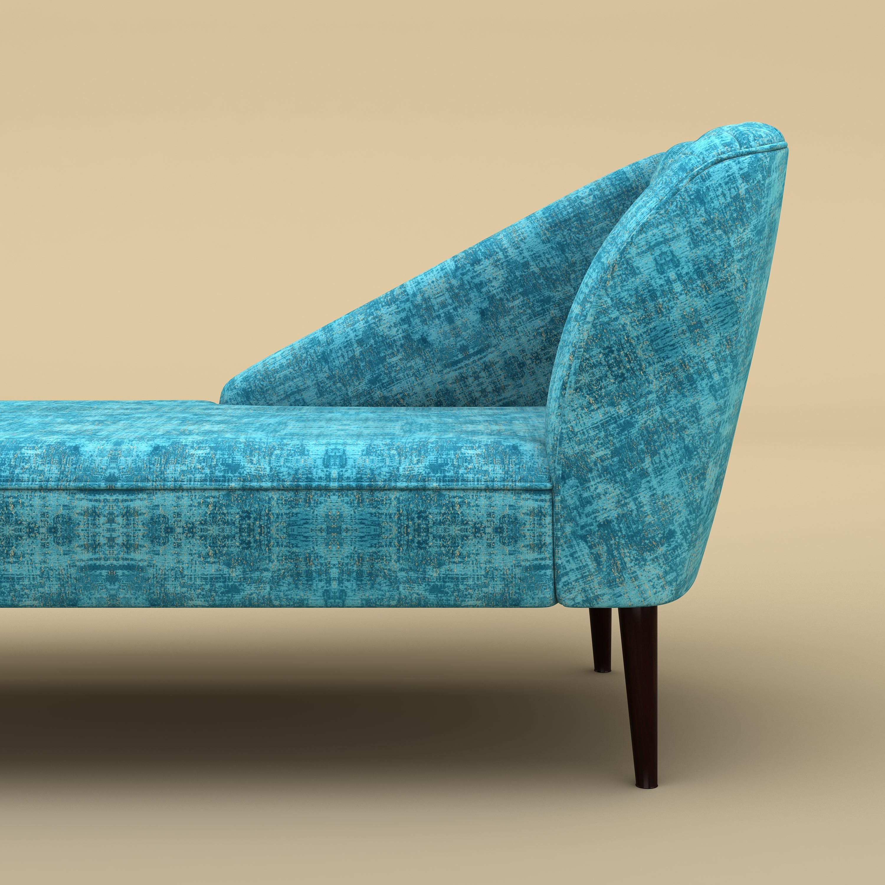 Skye Velvet Chaise Sofa (Cotton, Teal Blue)