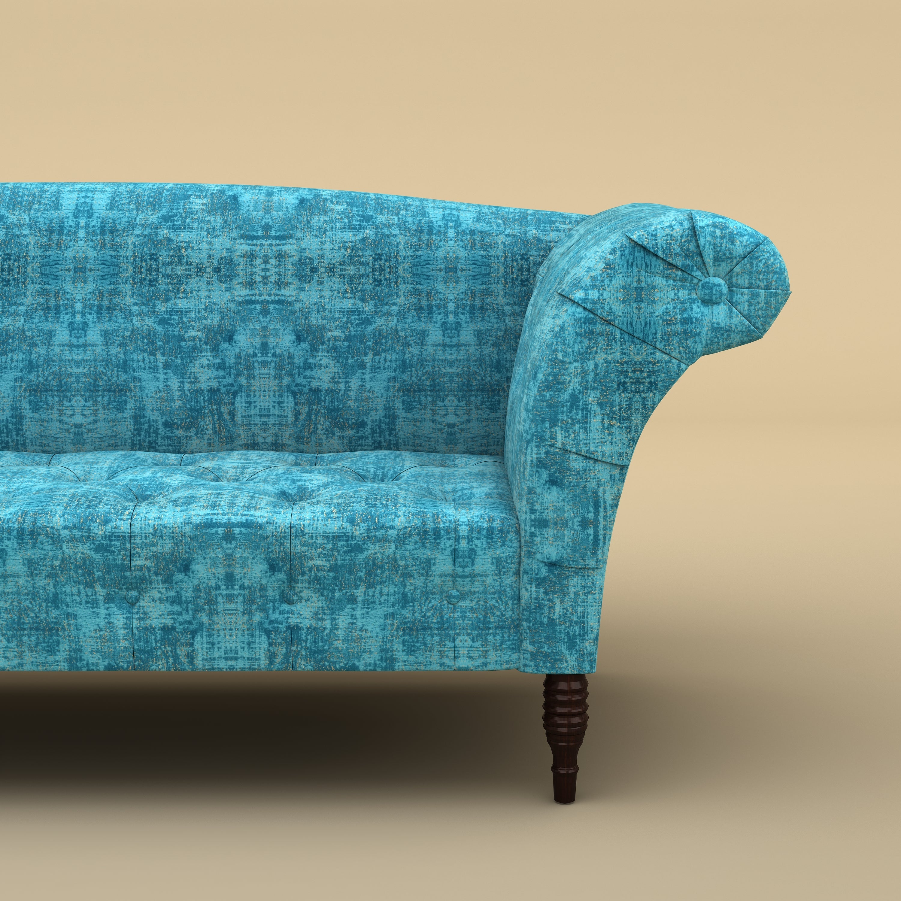 Italian Stylish Chaise Lounger Sofa (Cotton, Teal Blue)