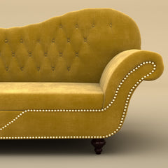 Avon Chaise Lounger Sofa (Velvet, Yellow)