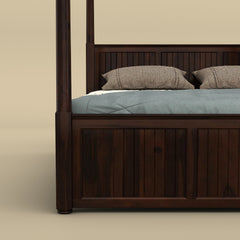 Andaman Narcodam Canopy Bed (Queen Size, Walnut Finish)