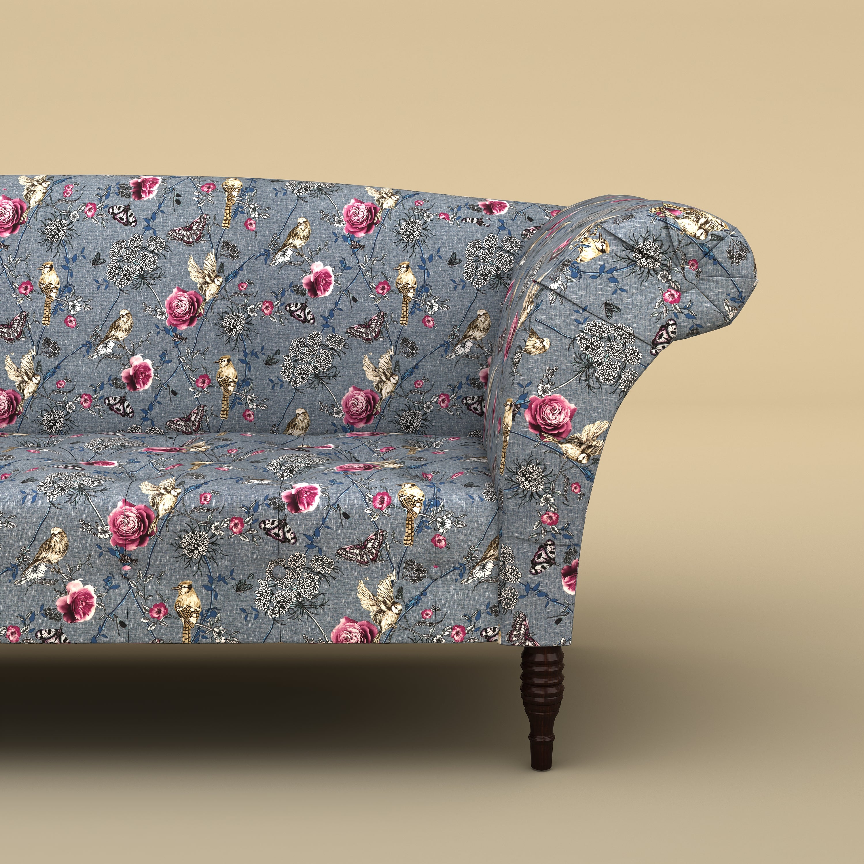 Italian Stylish Chaise Lounger Sofa (Cotton, Floral Printed)