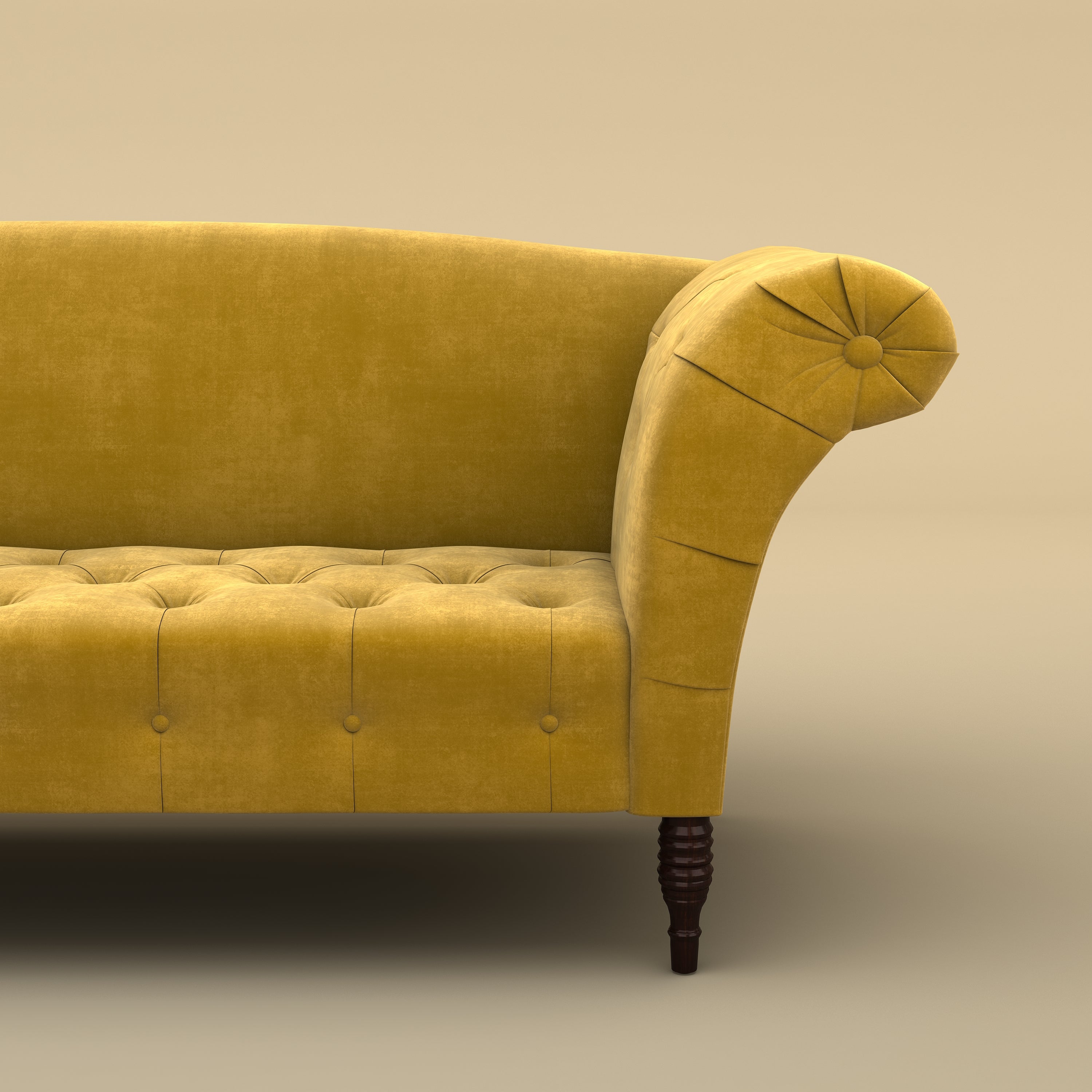 Italian Stylish Chaise Lounger Sofa (Velvet, Mustard Yellow)