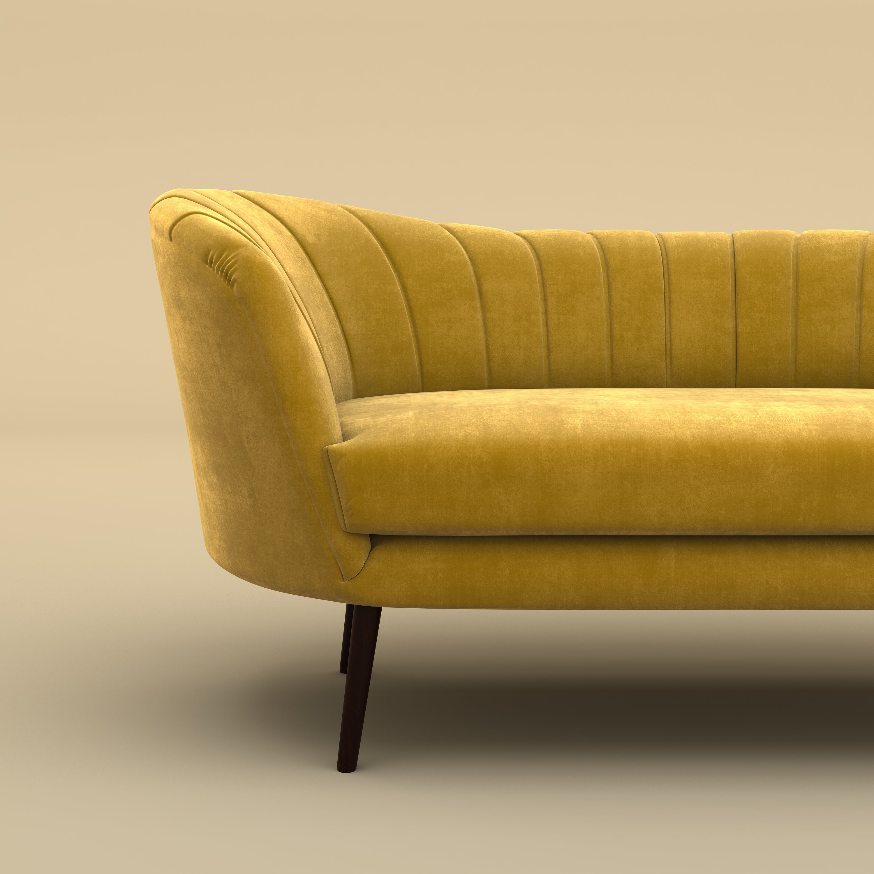 Alfie Chaise Sofa  (Velvet, Mustard Yellow)