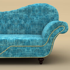 Avon Chaise Lounger Sofa (Cotton, Teal Blue)