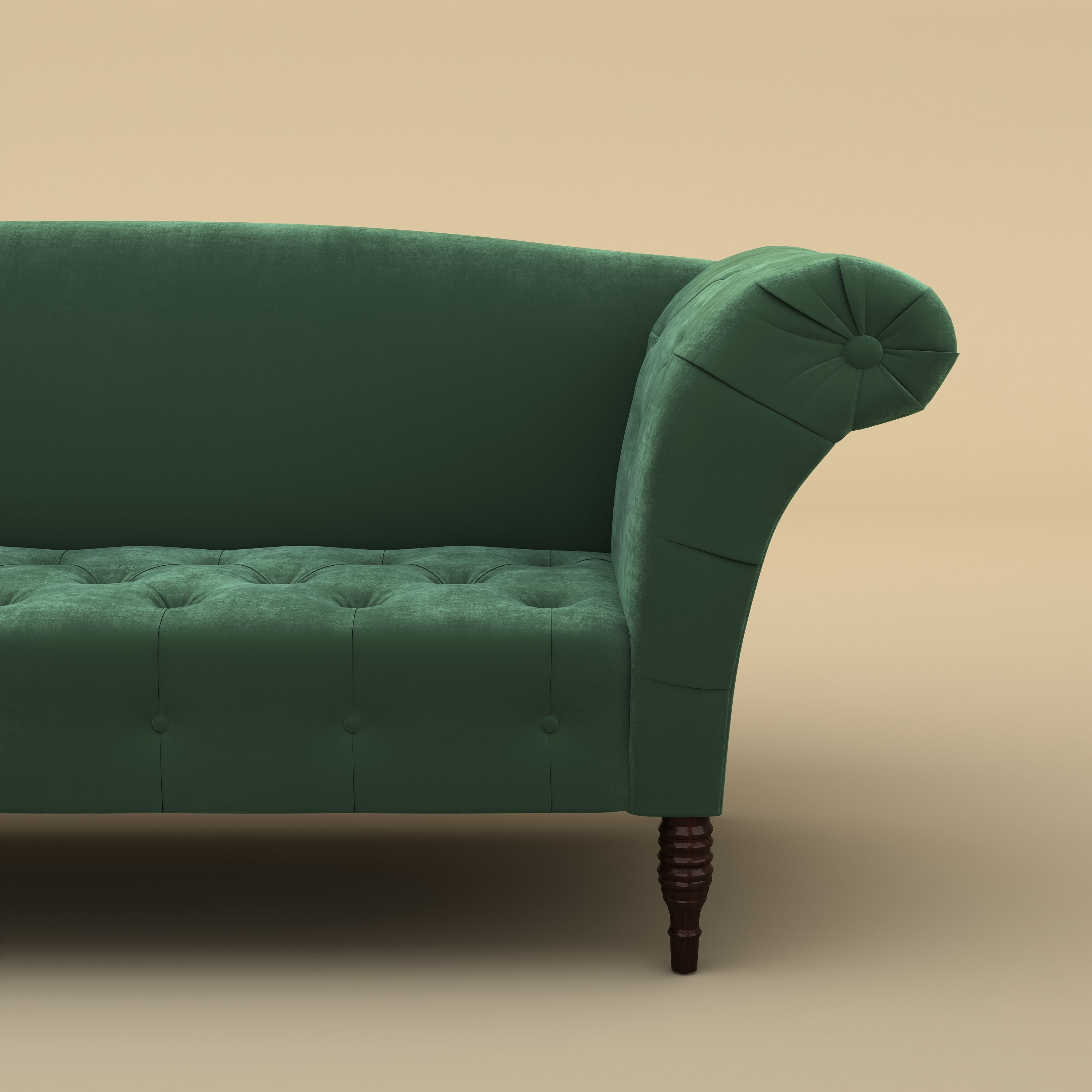 Italian Stylish Chaise Lounger Sofa (Velvet, Forest Green)