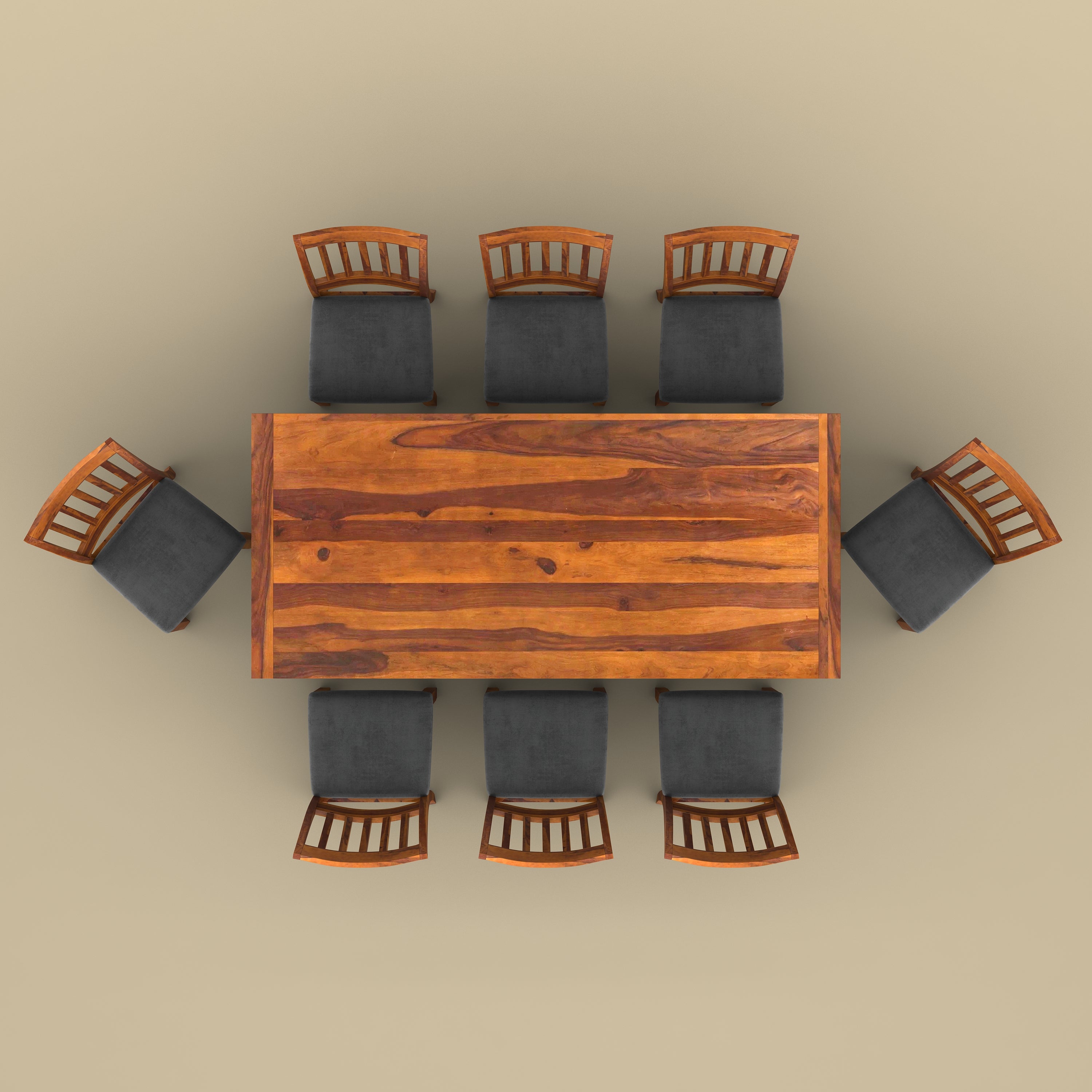 Isaac 8 Seater Dining Table Set (Honey Finish)