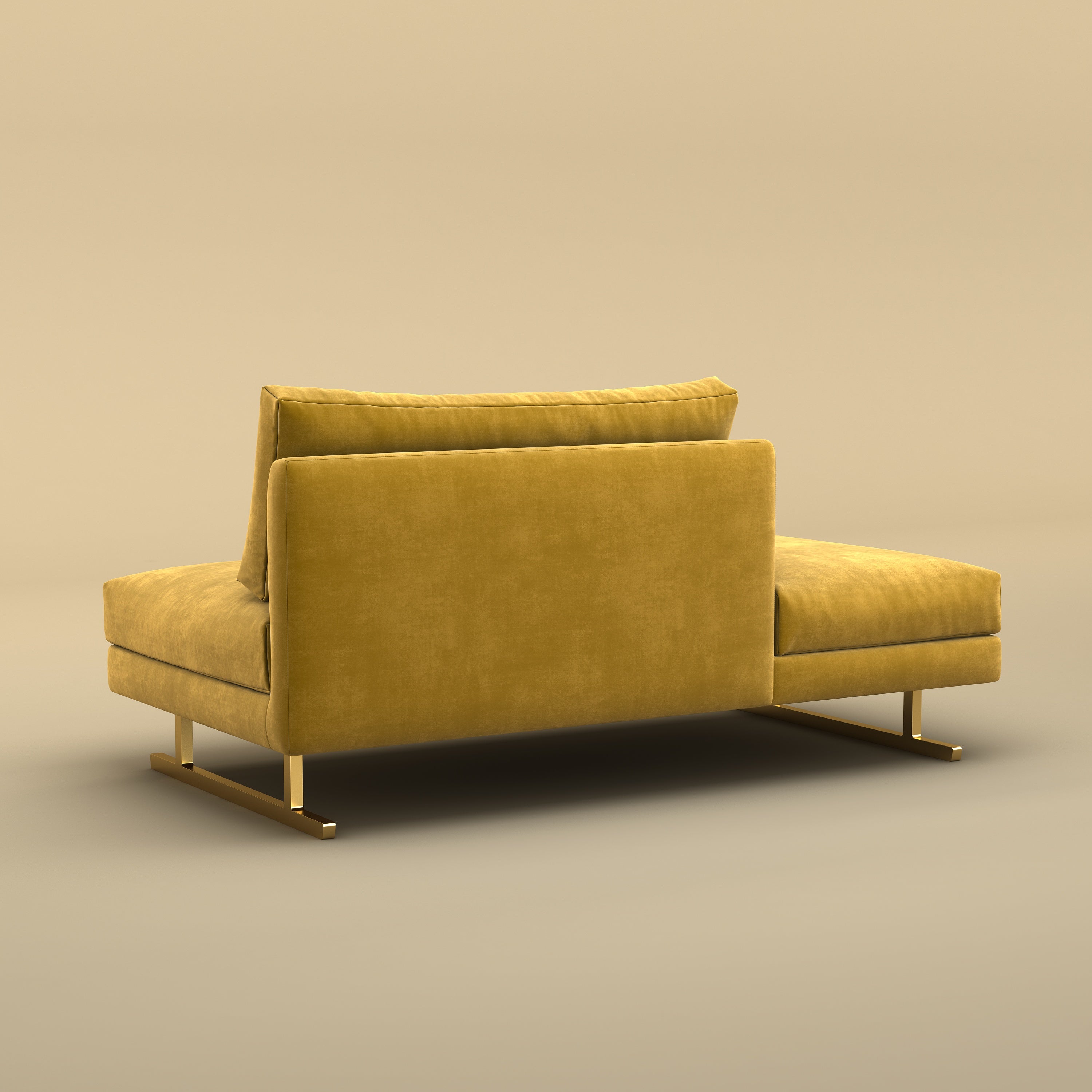 Fior Chaise Lounge Sofa (Velvet, Yellow)