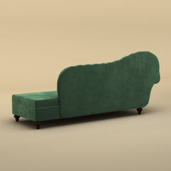 Avon Chaise Lounger Sofa (Velvet,  Green)