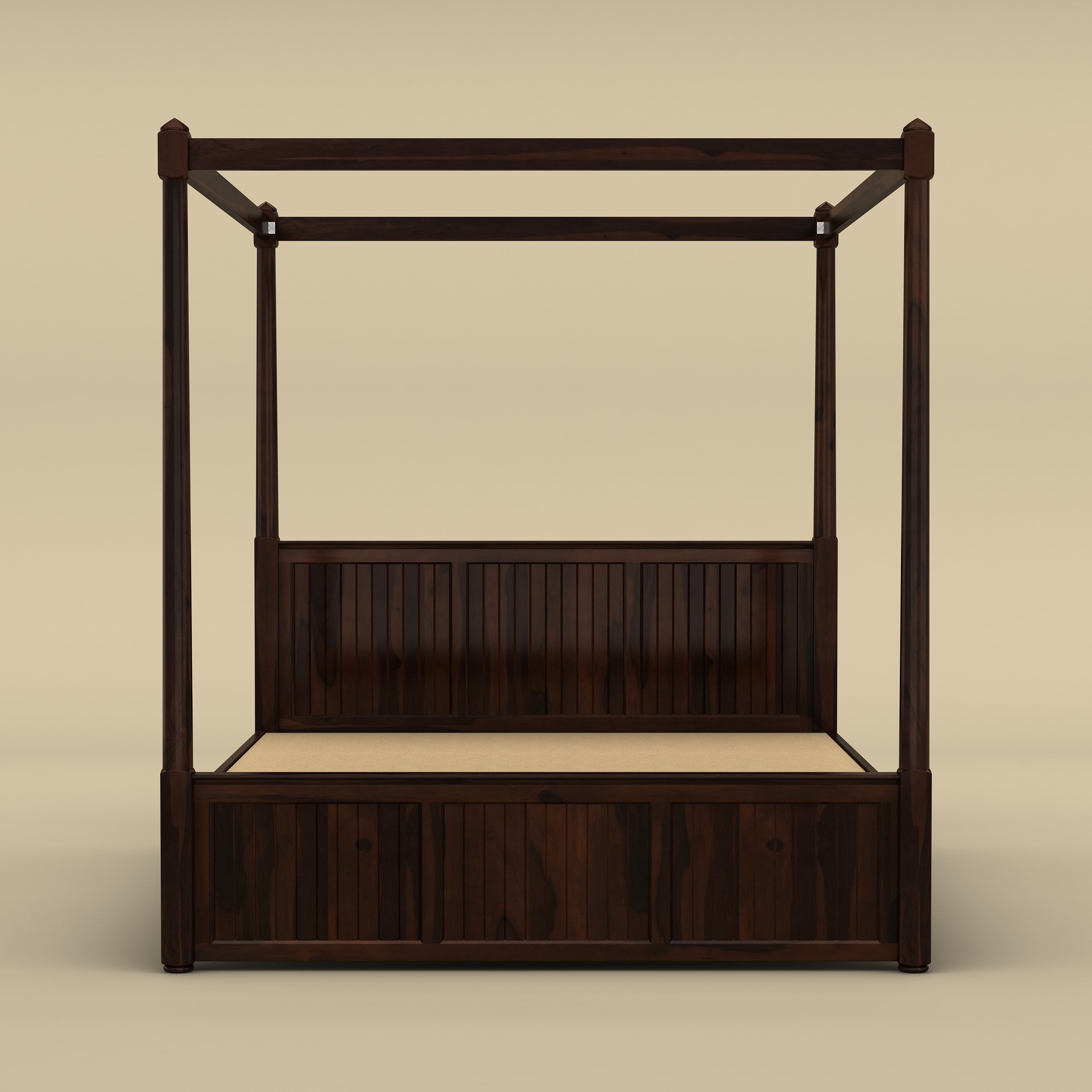 Andaman Narcodam Canopy Bed (Queen Size, Walnut Finish)