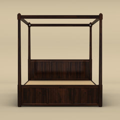 Andaman Narcodam Canopy Bed (Queen Size, Walnut Finish)