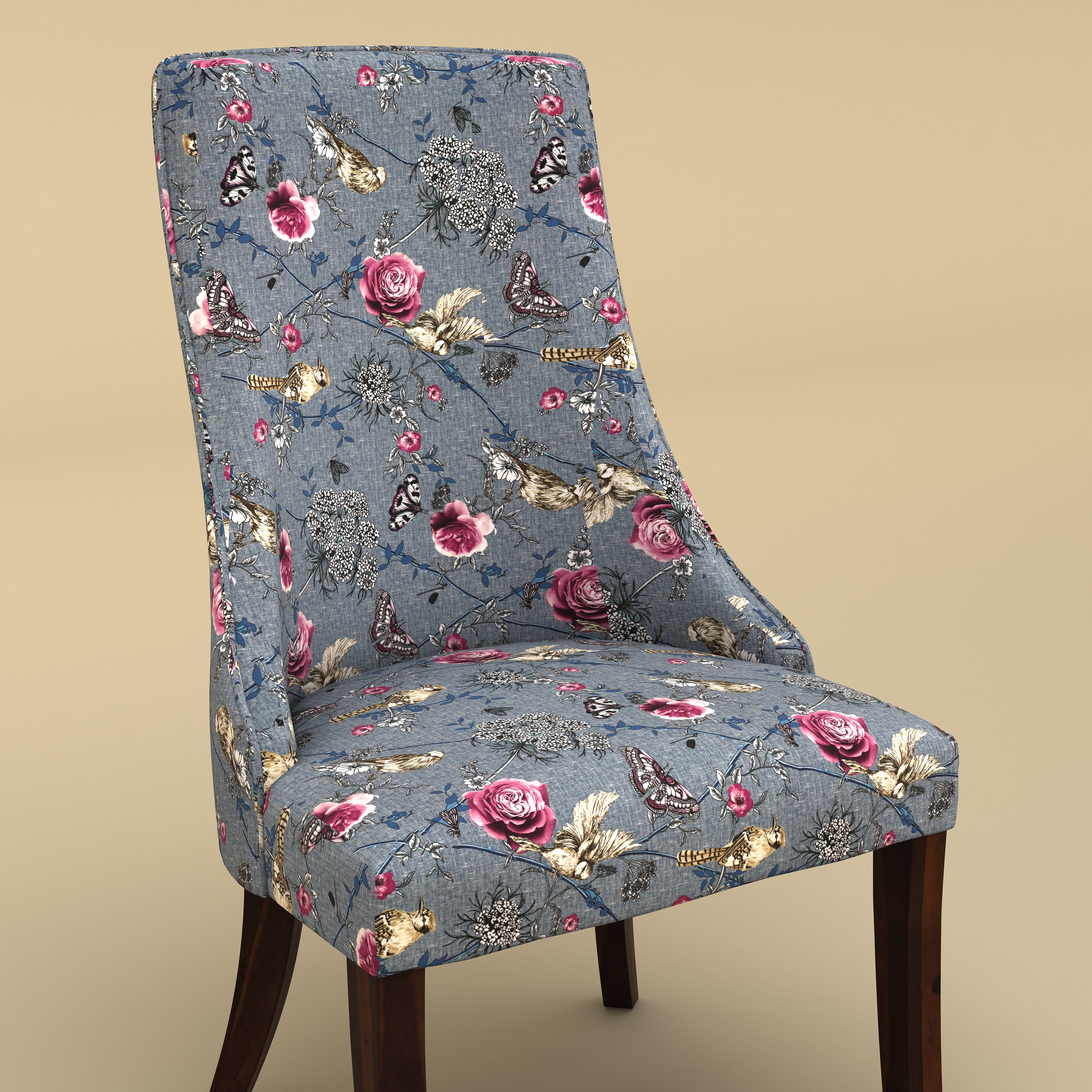 Dado Lounge Chair Pebble (Velvet, Floral Printed )