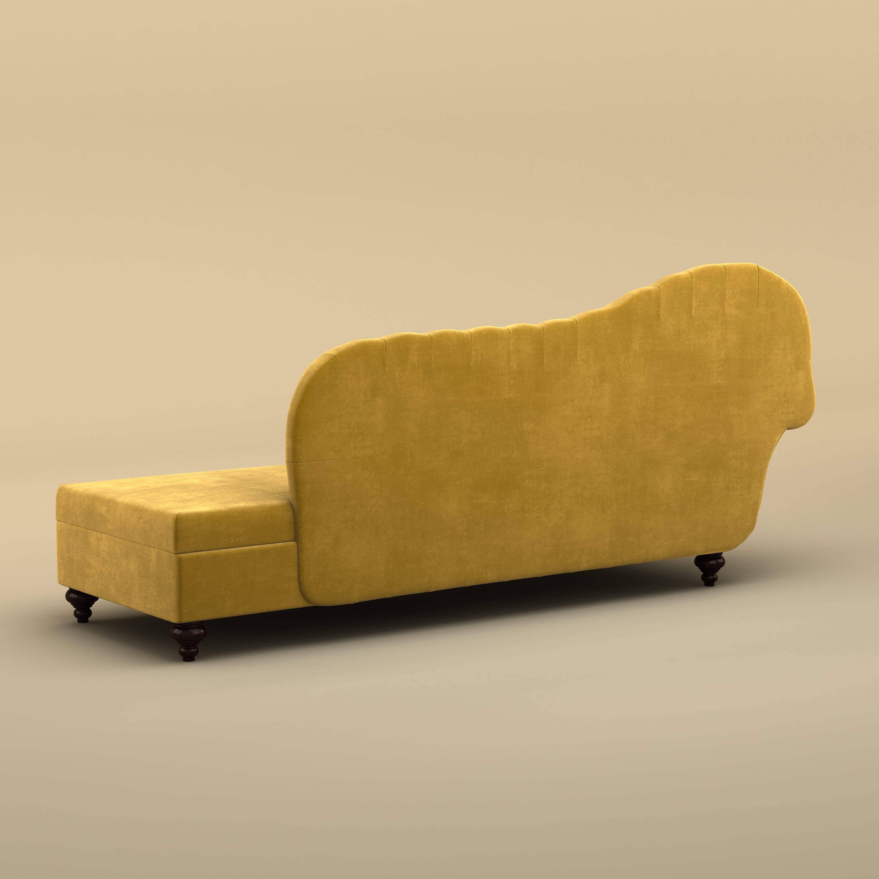 Avon Chaise Lounger Sofa (Velvet, Yellow)