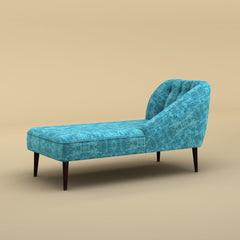 Skye Velvet Chaise Sofa (Cotton, Teal Blue)