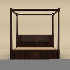 Andaman Narcodam Canopy Bed with Drawer (Queen Size, Walnut Finish)