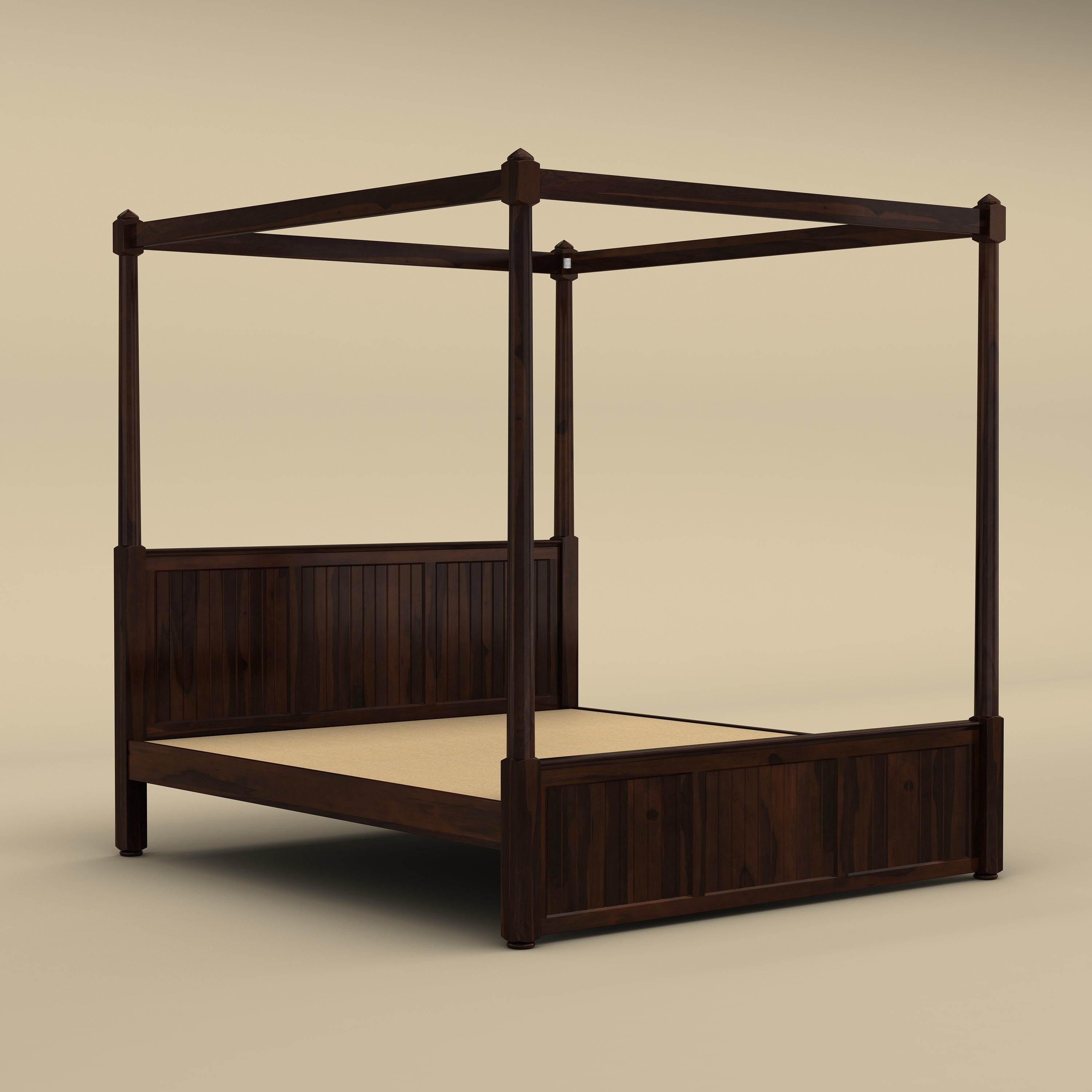 Andaman Narcodam Canopy Bed (Queen Size, Walnut Finish)