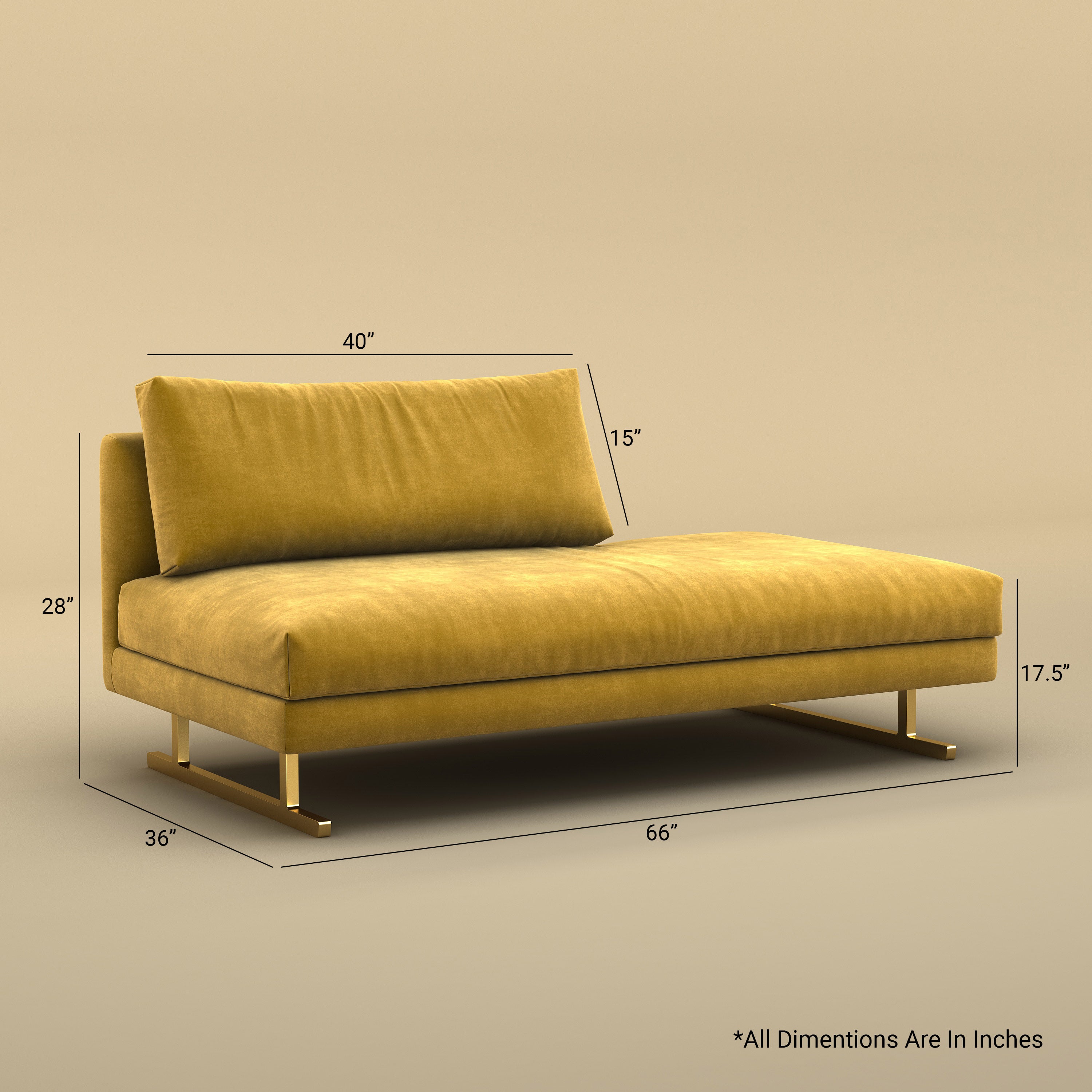 Fior Chaise Lounge Sofa (Velvet, Yellow)