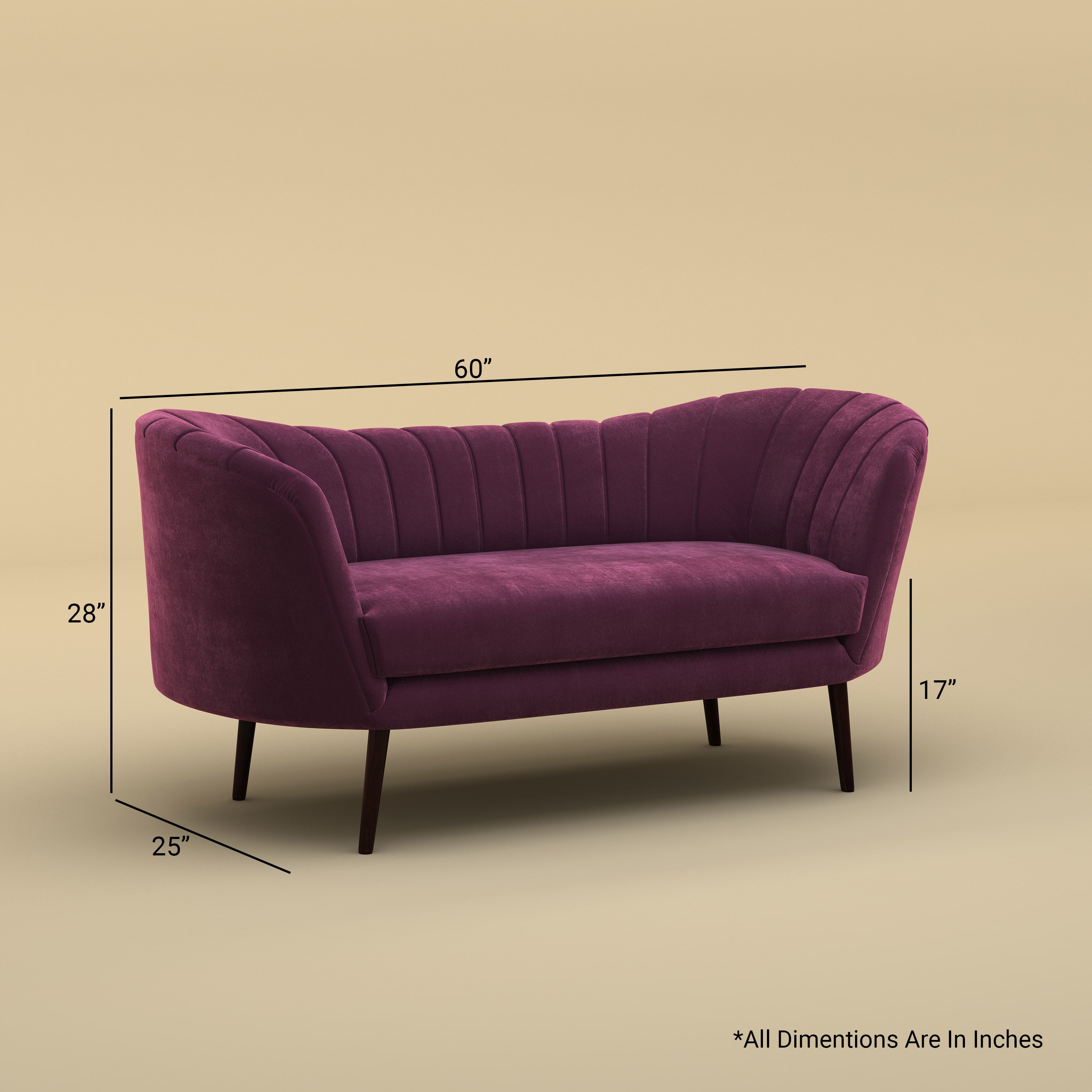 Alfie Chaise Sofa (Velvet,  Purple)