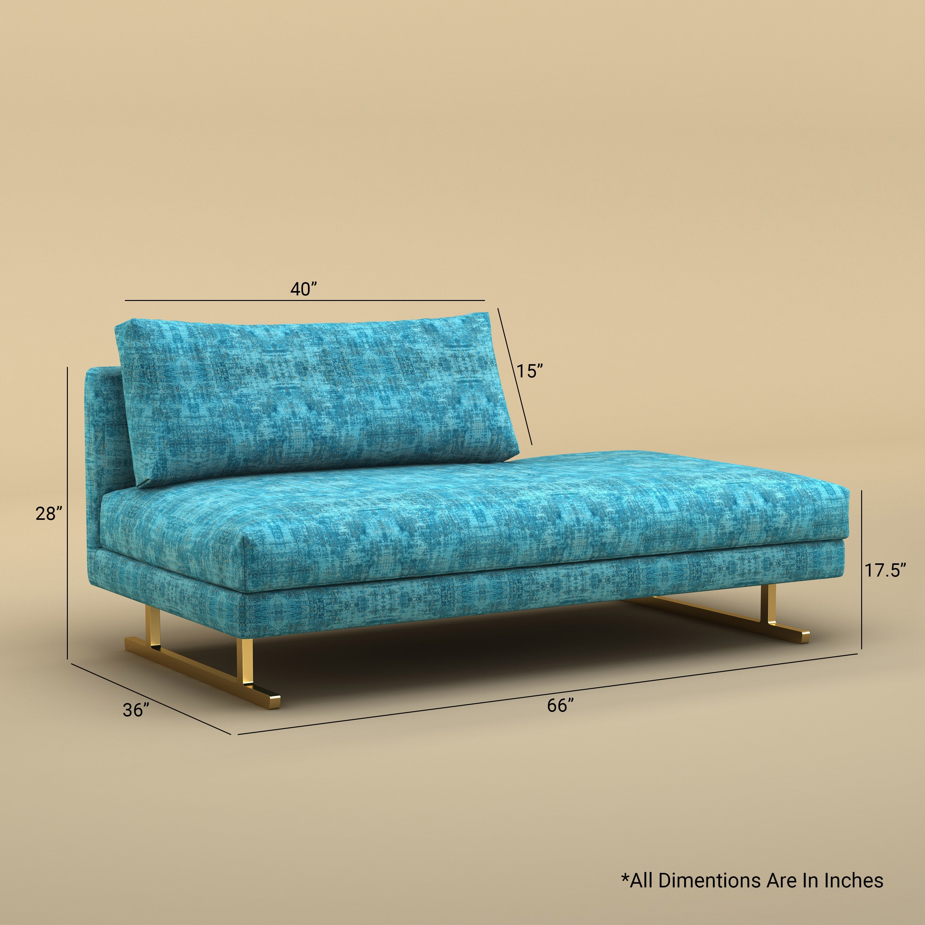 Fior Chaise Lounge Sofa (Cotton, Teal Blue)