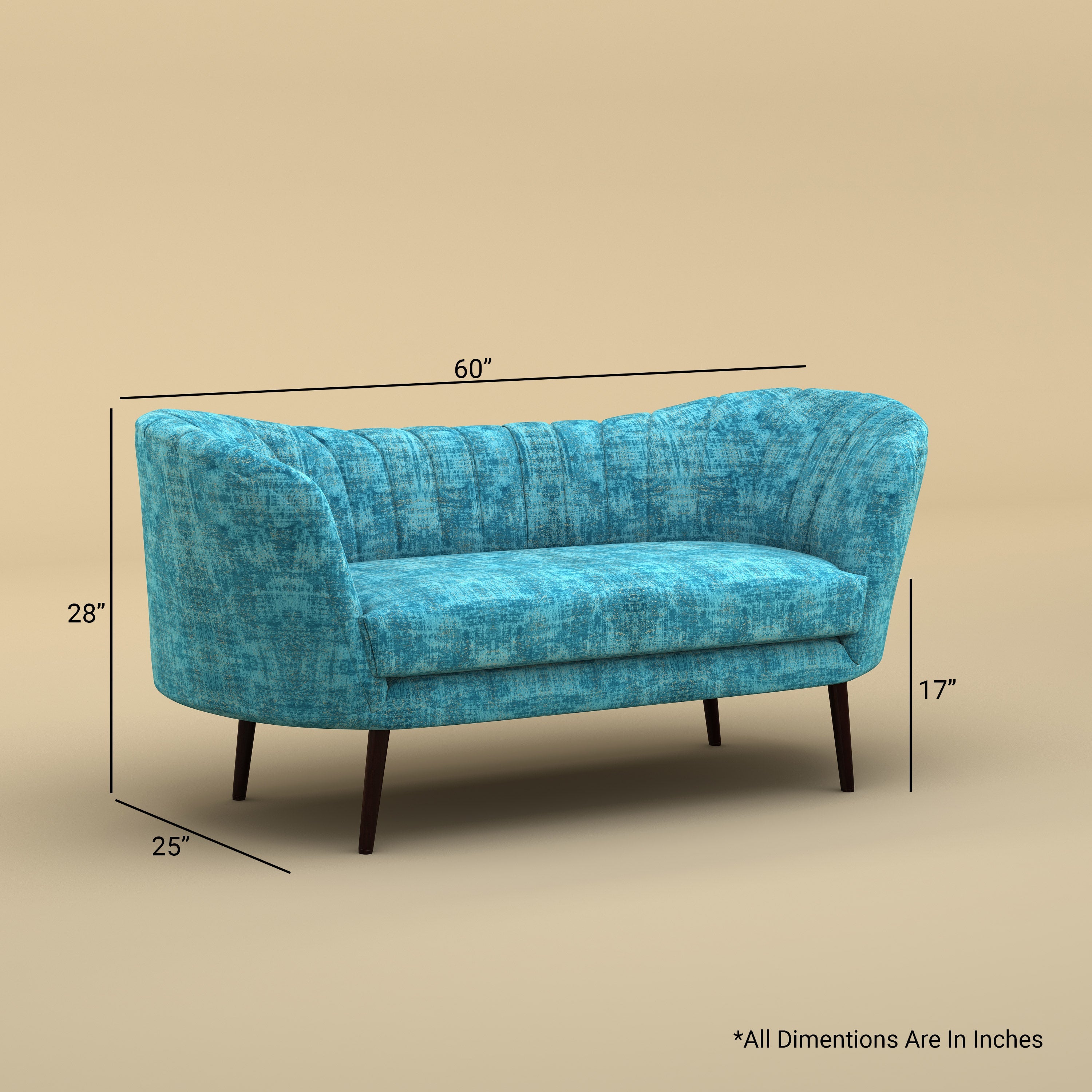 Alfie Chaise Sofa  (Velvet, Blue)