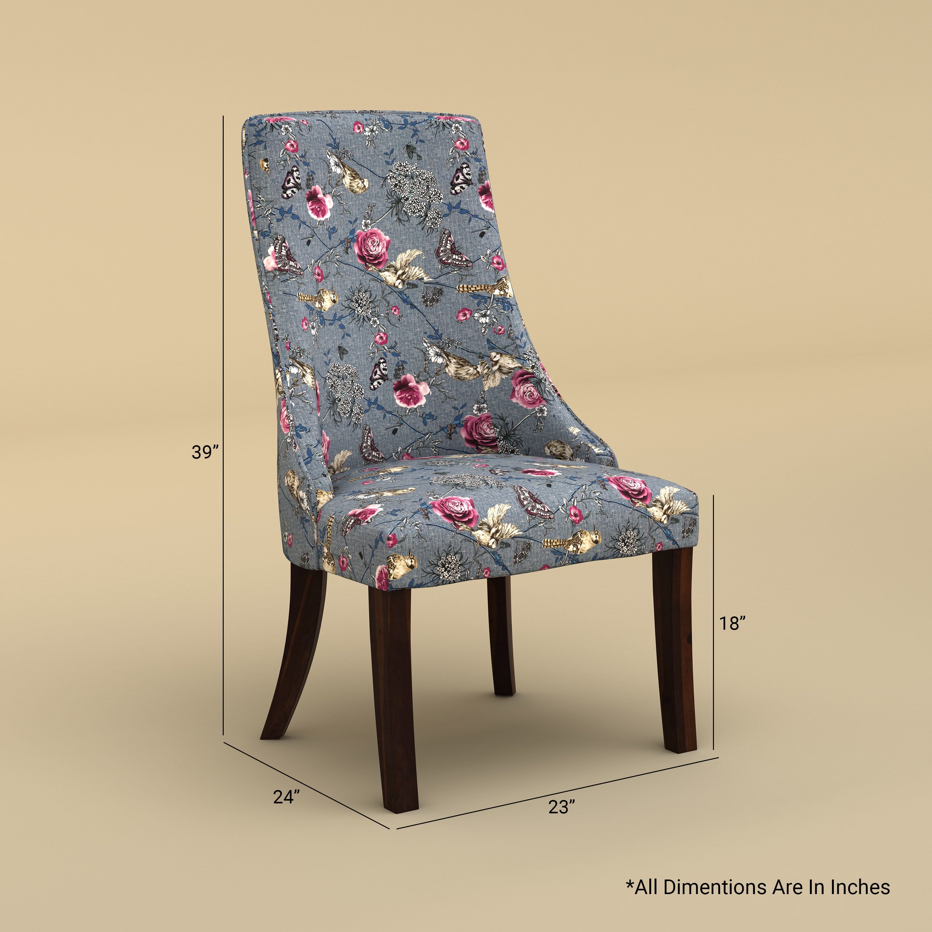 Dado Lounge Chair Pebble (Velvet, Floral Printed )