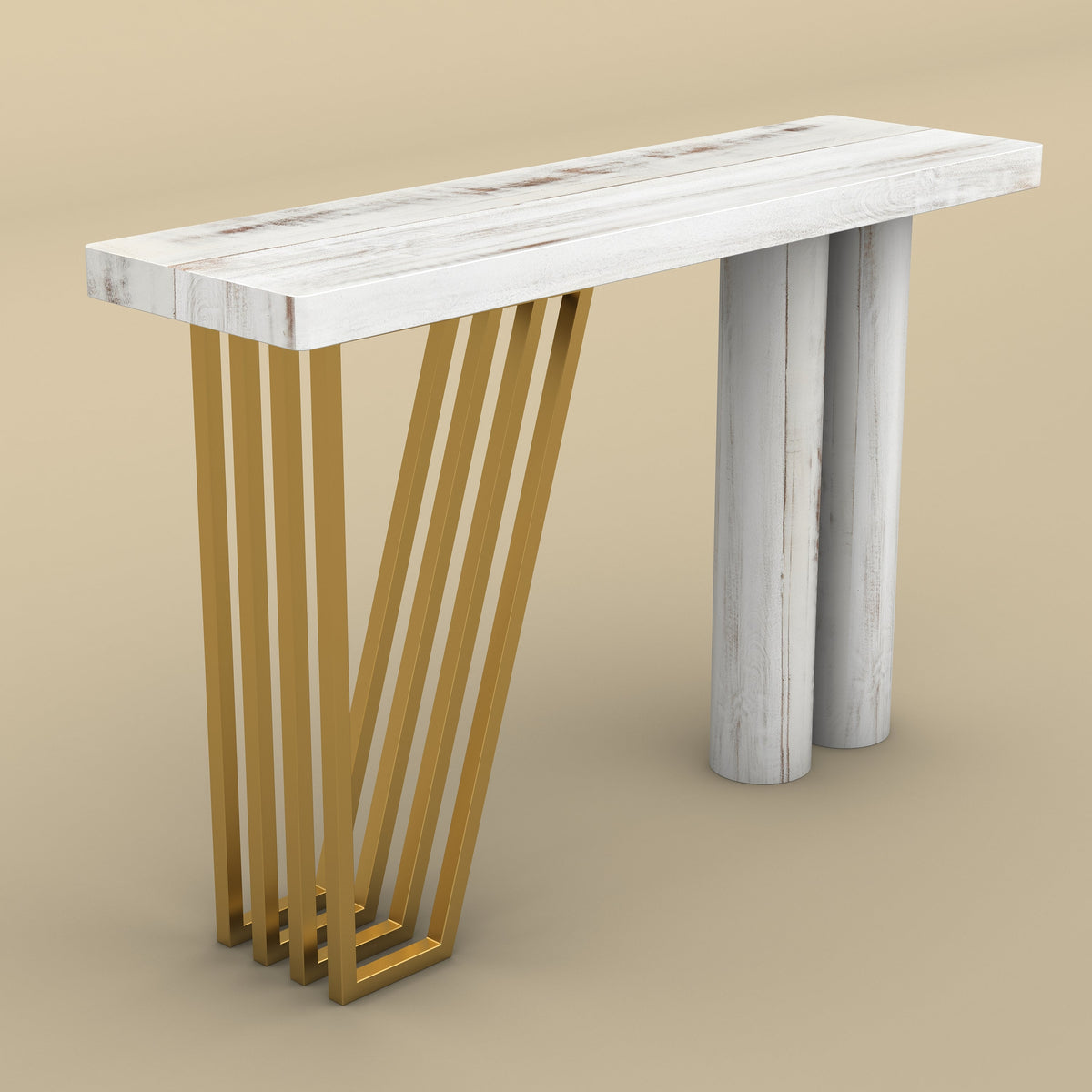 Modern Gold Accent Console Table (Distress Finish)